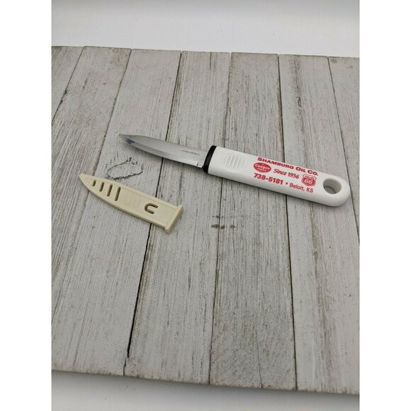 Shamburg Oil Vegetable Peeler Paring Knife 7 3/4" Stainless 3 1/2" Blade Cover - Picture 1 of 8